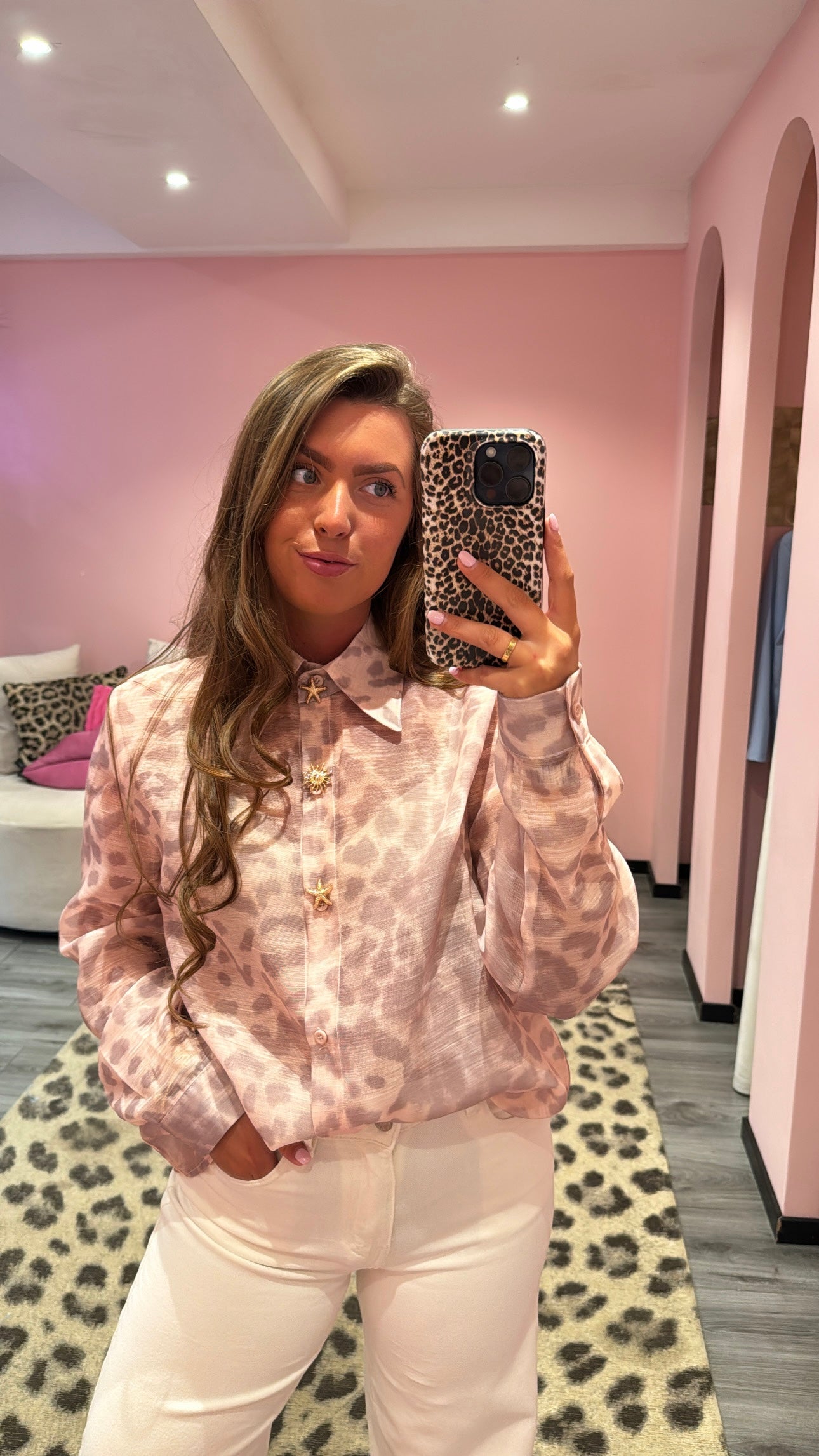 Leopard Blouse Roze