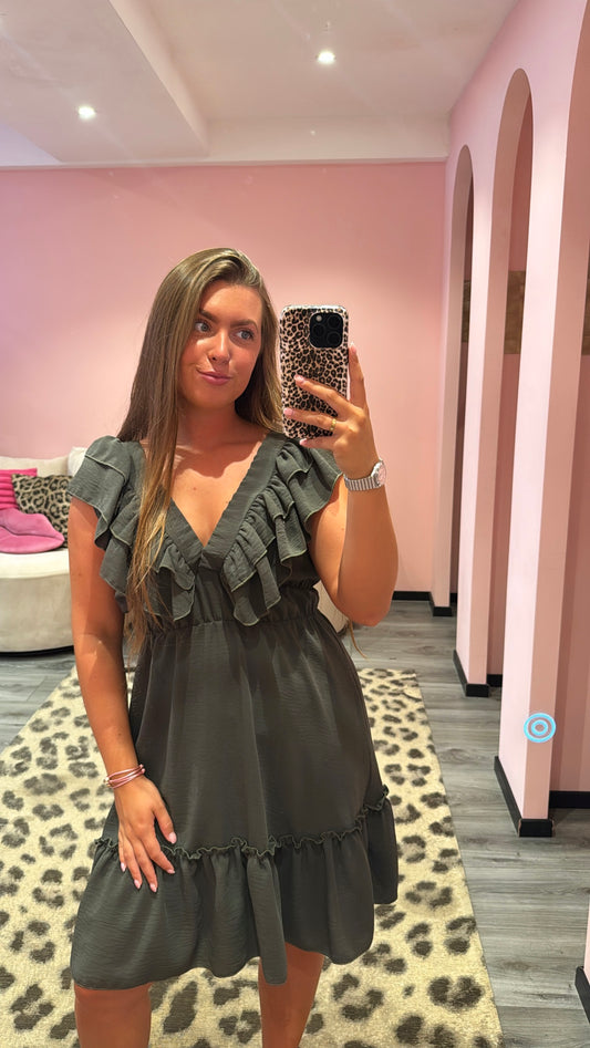 Ruffle Romance Jurkje Army Groen