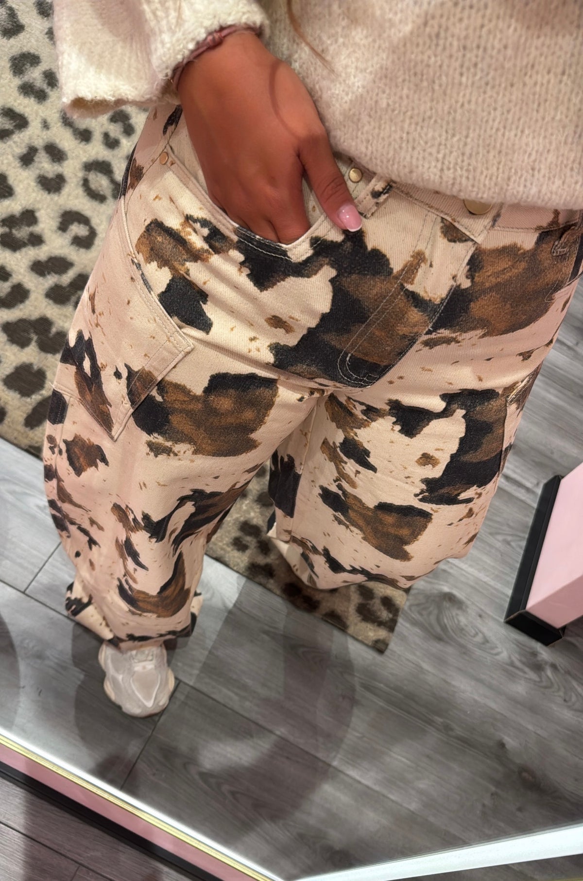 Queen Hearts Barrel/Balloon Jeans Printed Cow 3832-7