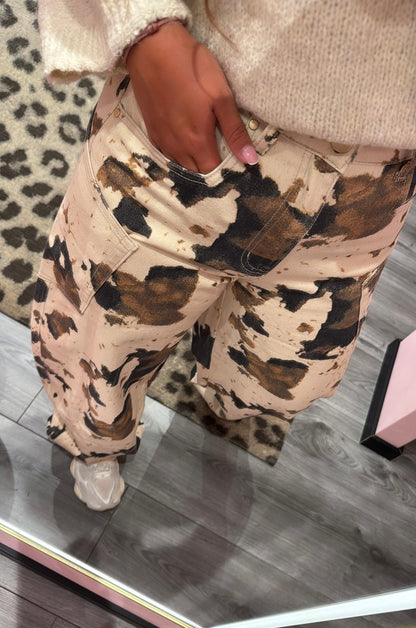 Queen Hearts Barrel/Balloon Jeans Printed Cow 3832-7