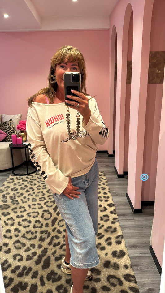 Off Shoulder Longsleeve Beige