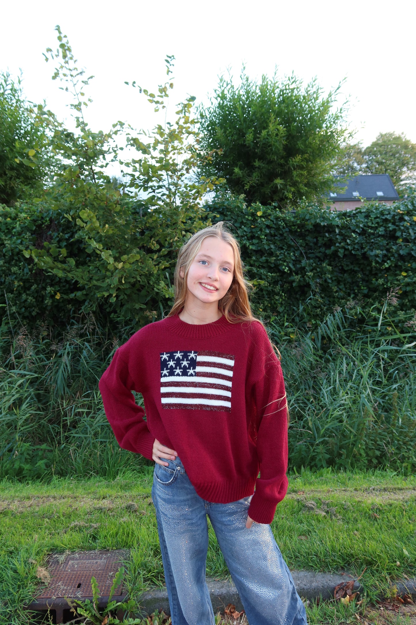 USA Glitter Sweater Bordeaux