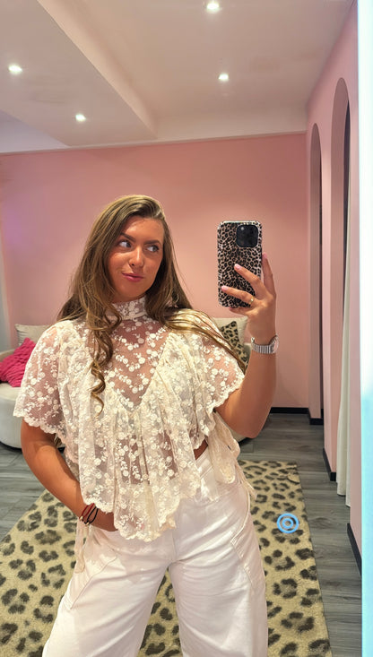 Boho Chic Lace Top Beige