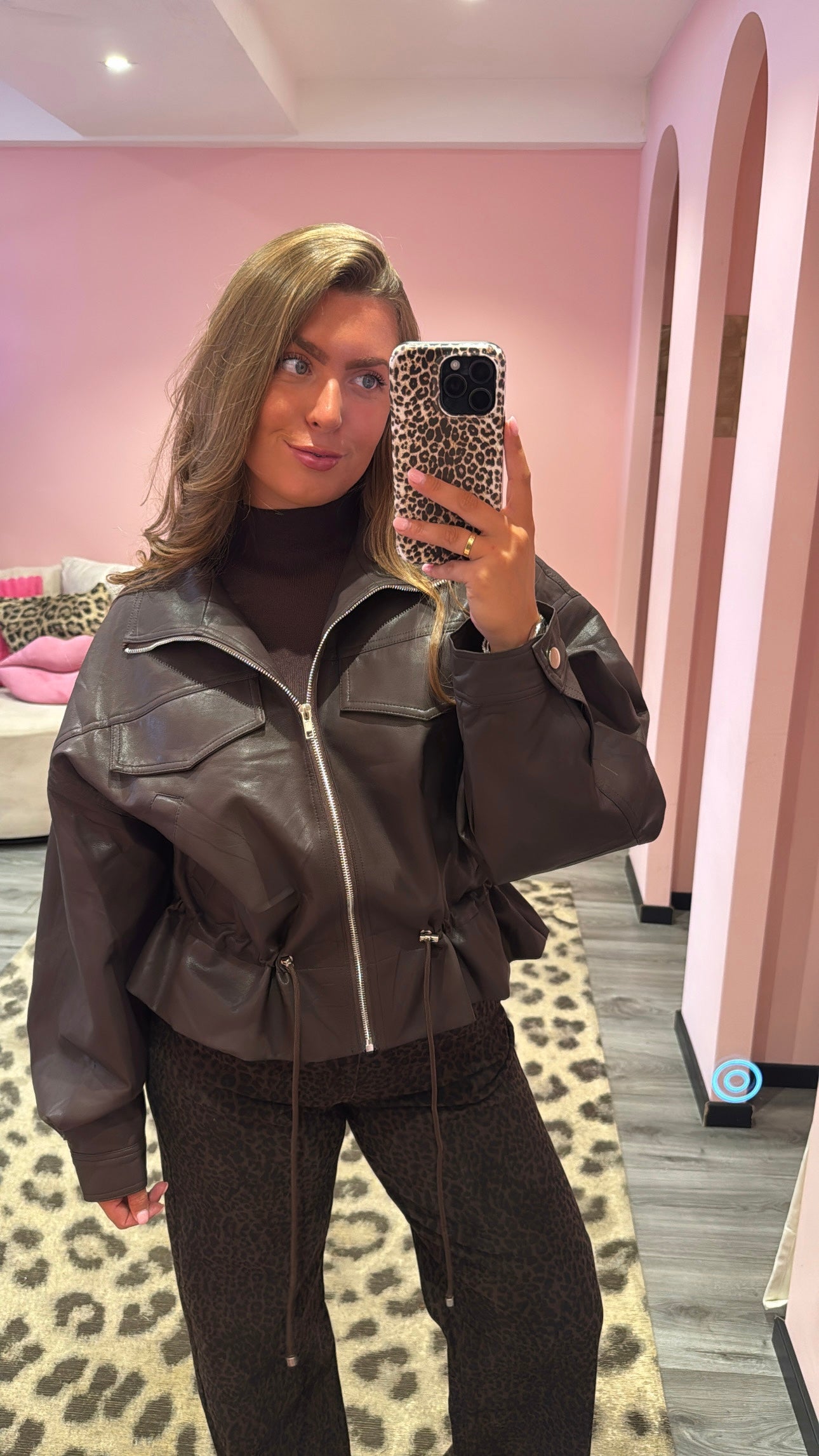 Nova Leather Jacket Bruin