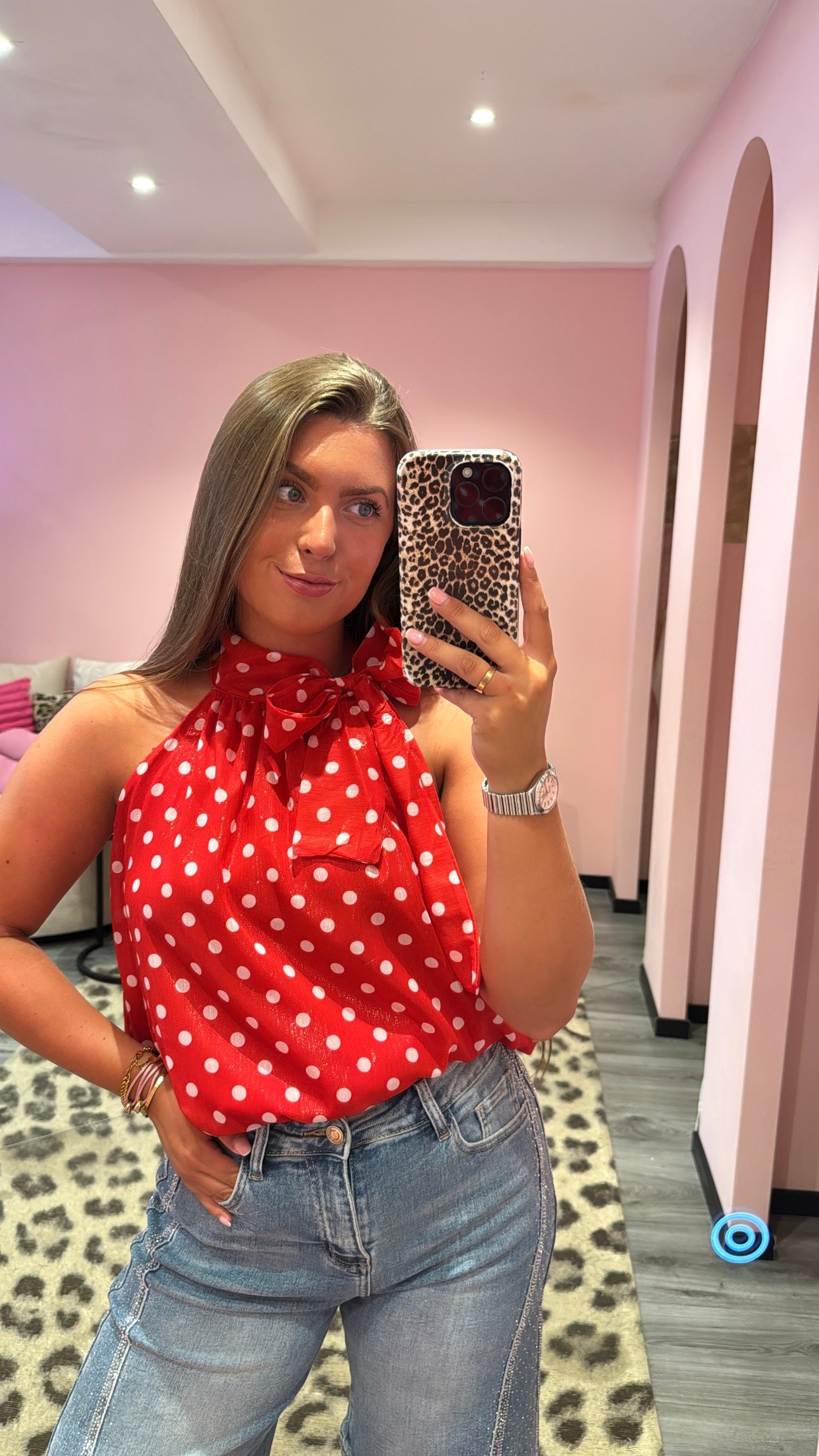 Dots Halter Top Rood
