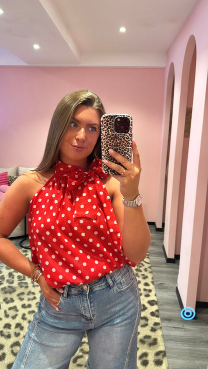 Dots Halter Top Rood