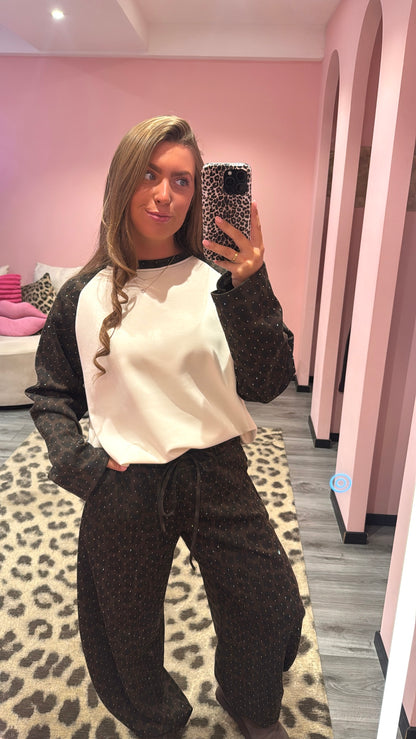 Comfy Chic Set Bruin Leopard Strass