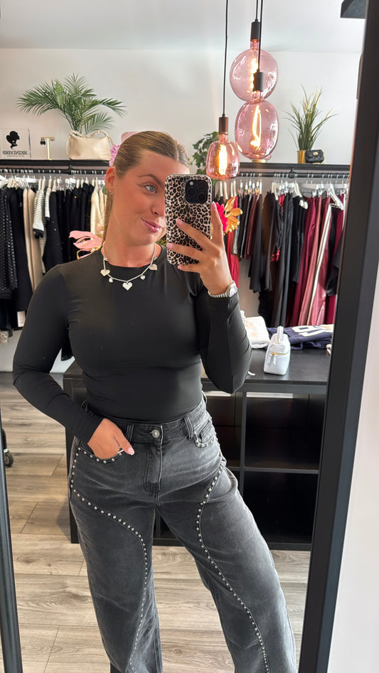 Stretchy Body Lange Mouw Zwart