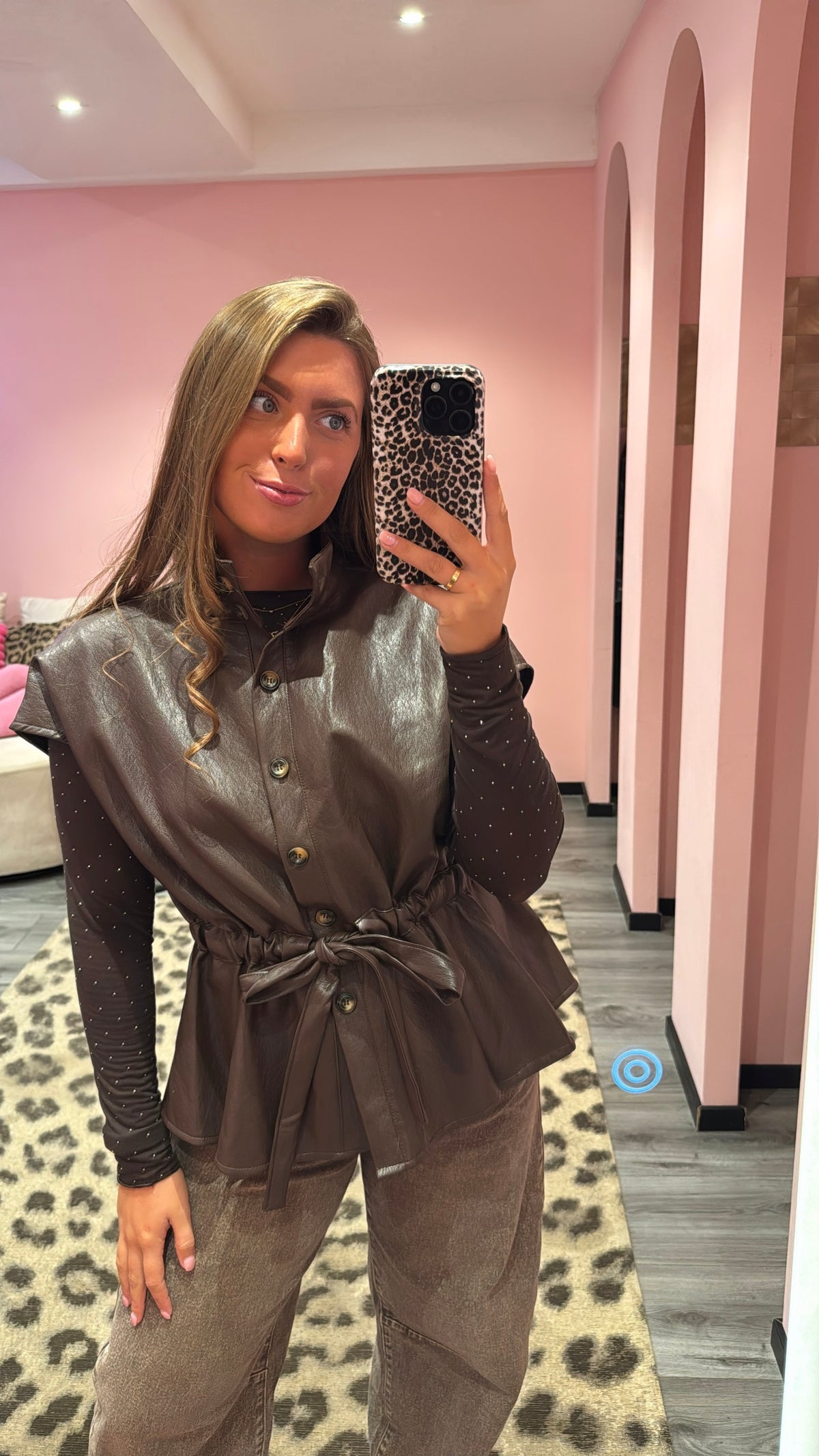Luxe Leatherlook Gilet Bruin