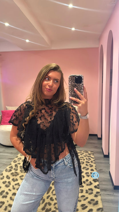 Boho Chic Lace Top Zwart