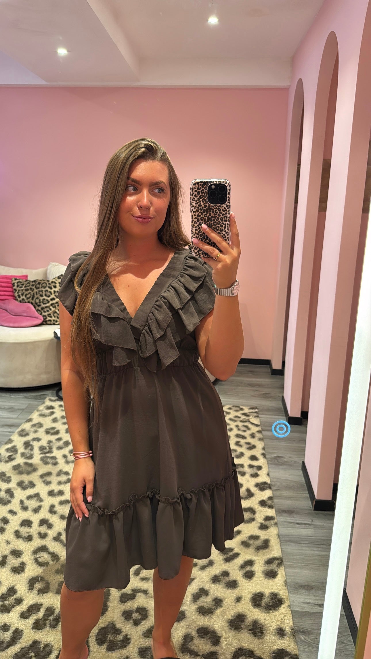 Ruffle Romance Jurkje Bruin