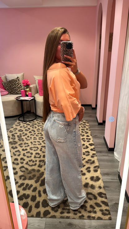 Queen Hearts Jeans Folded Waist Wide Leg 3931-1