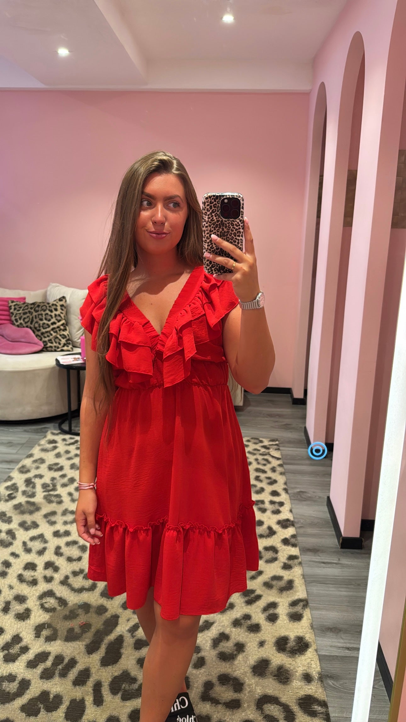 Ruffle Romance Jurkje Rood