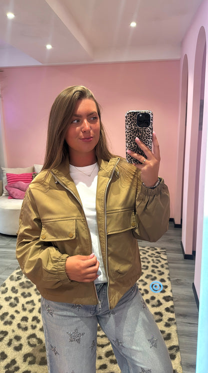 City Chic Bomber Jacket Khaki