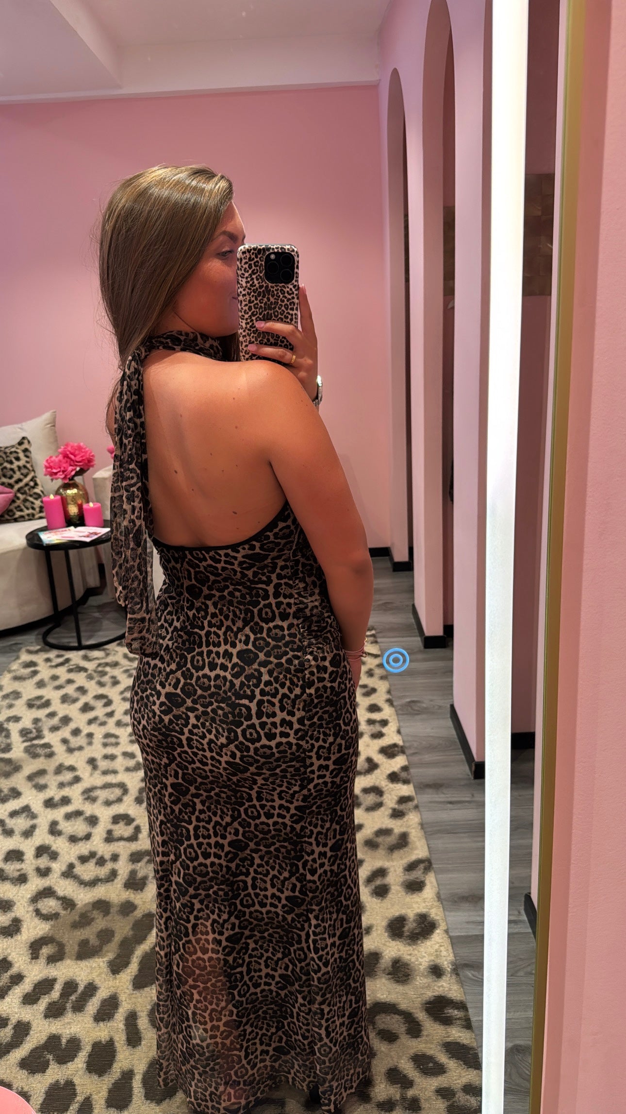 Leopard Mesh Maxi Dress