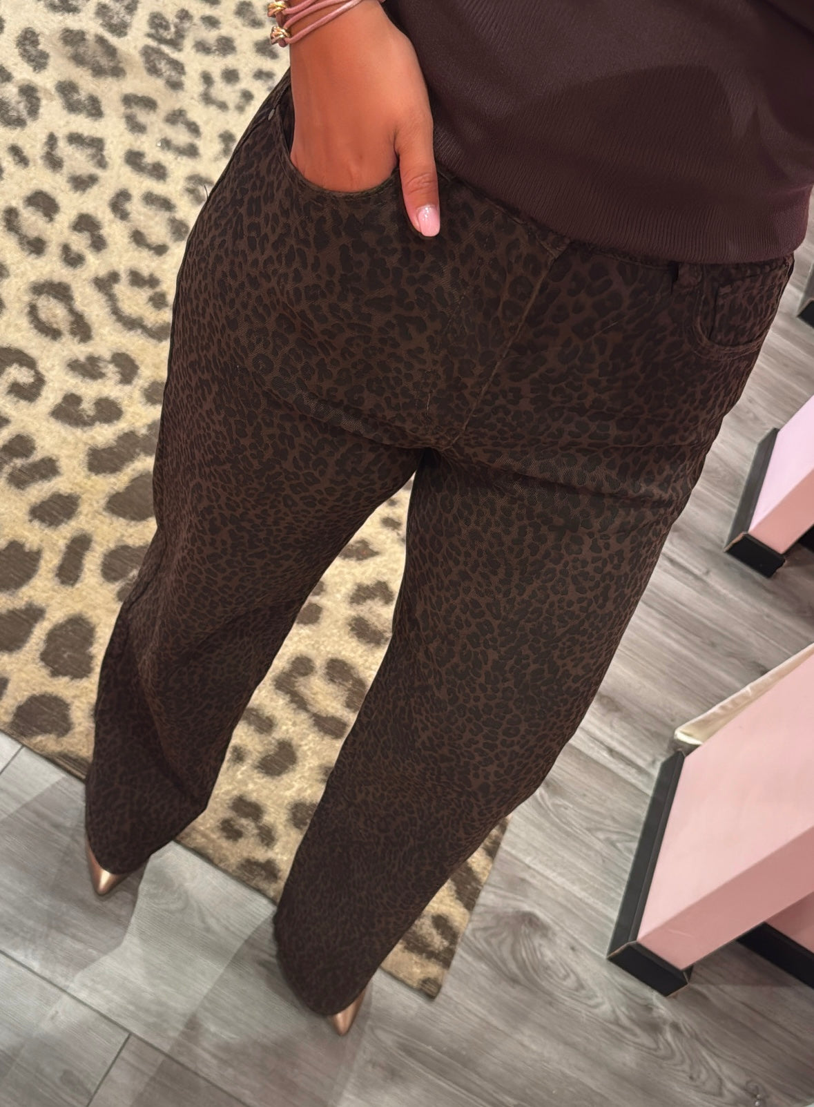 Leopard Jeans Bruin