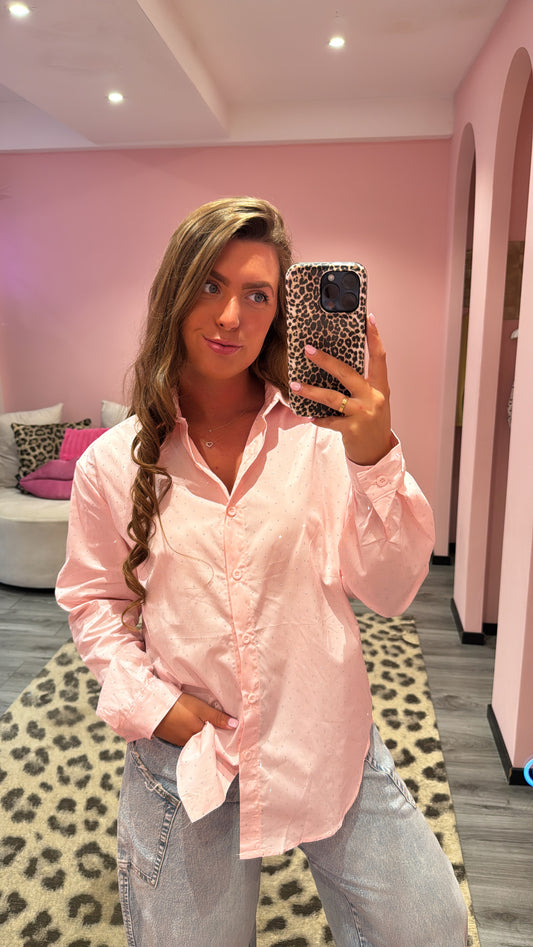 Strass Blouse Licht Roze