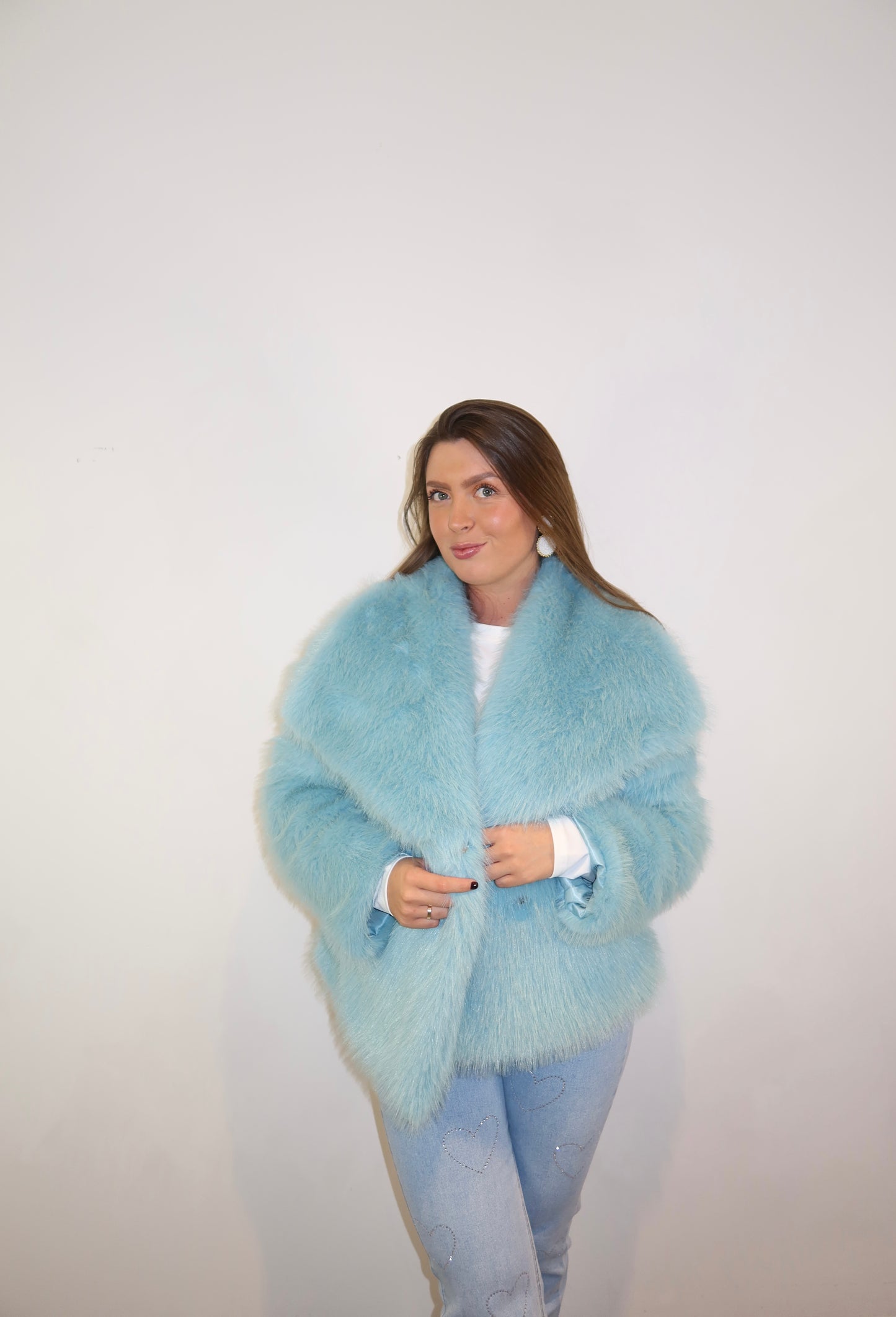 Faux Fur Coat Turquoise