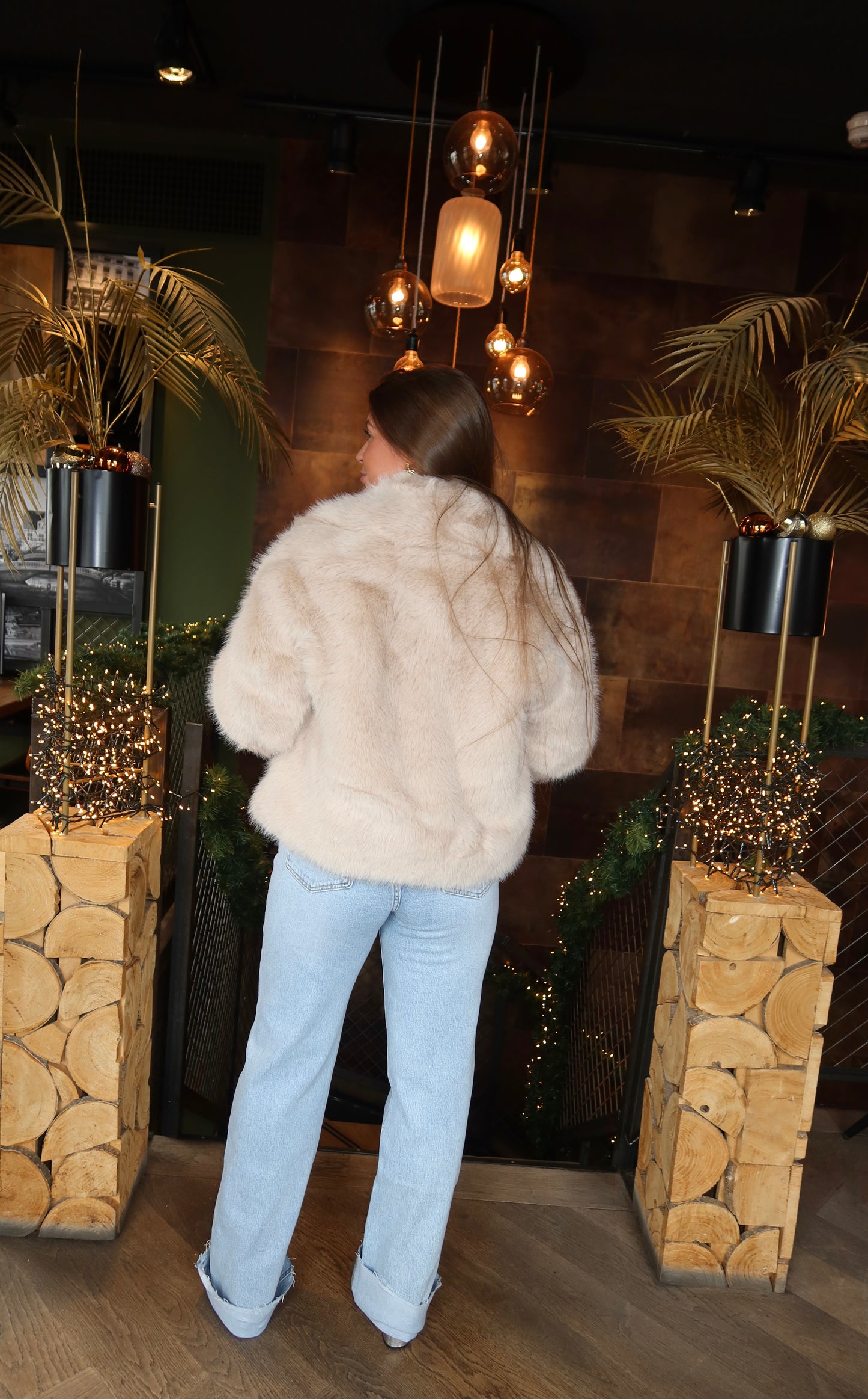 Faux Fur Jasje Beige