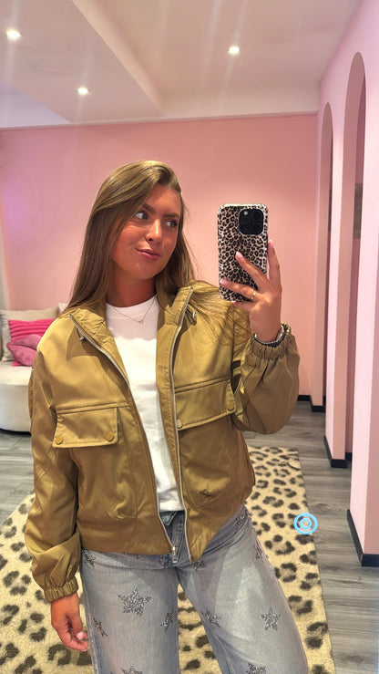 City Chic Bomber Jacket Khaki