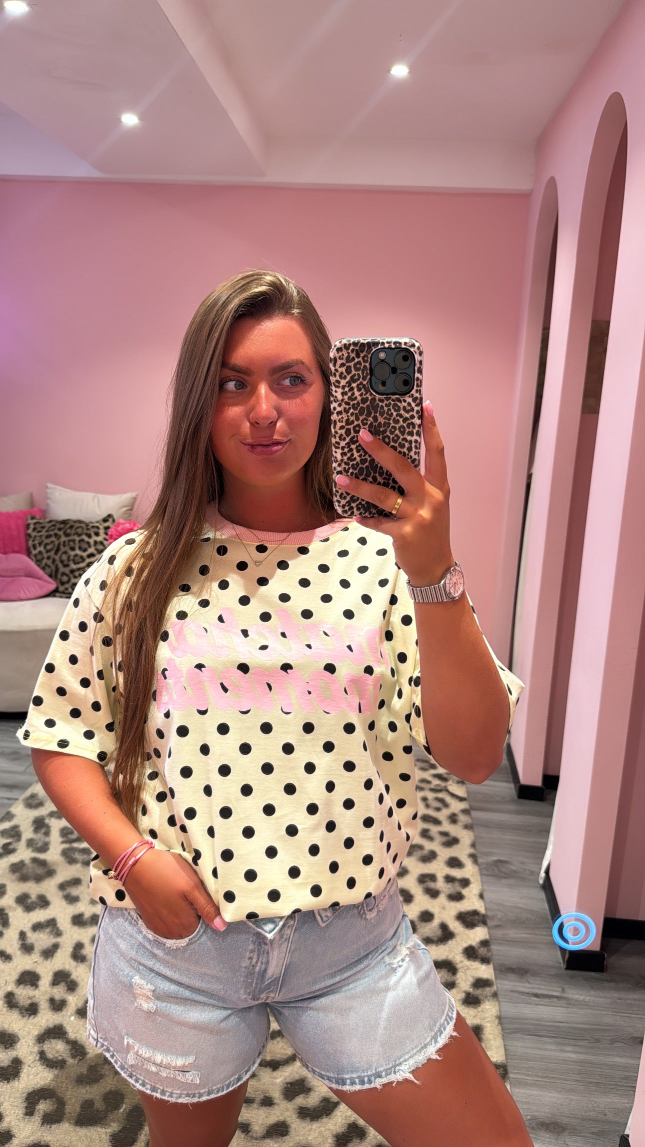 Matcha Moments Dots T-Shirt Geel