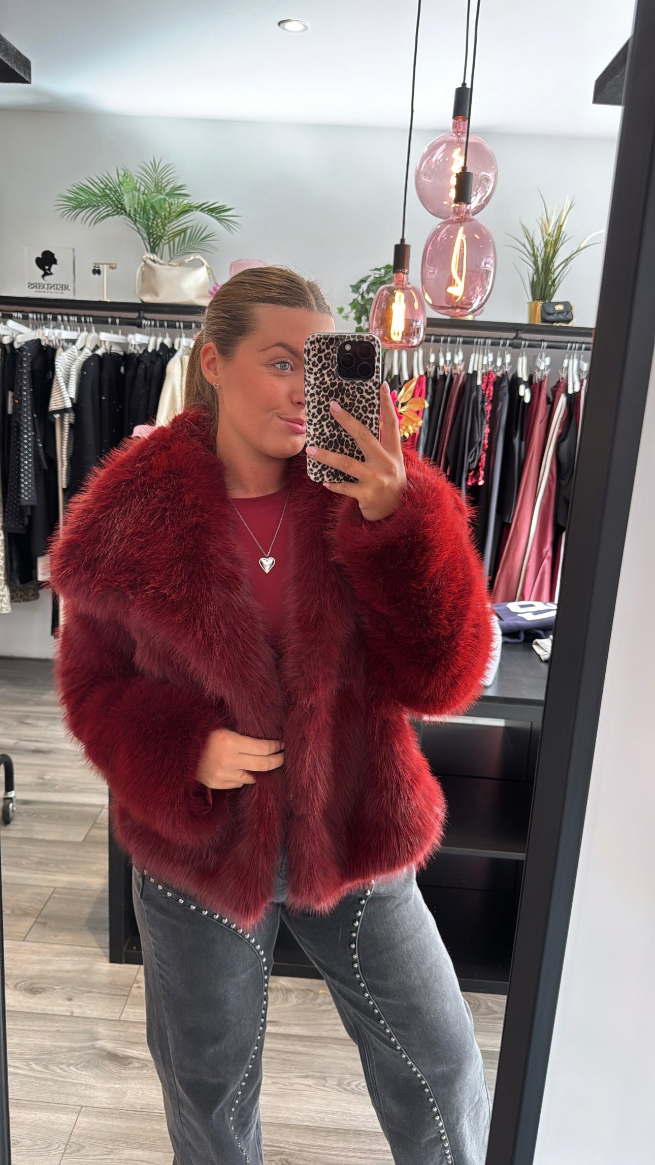 Faux Fur Jasje Bordeaux