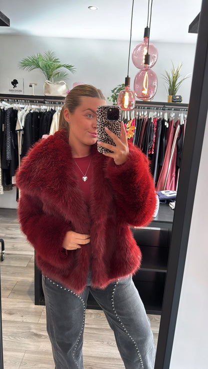 Faux Fur Jasje Bordeaux