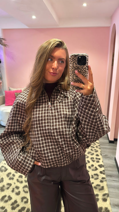 Checkered Bomber Bruin/Roze