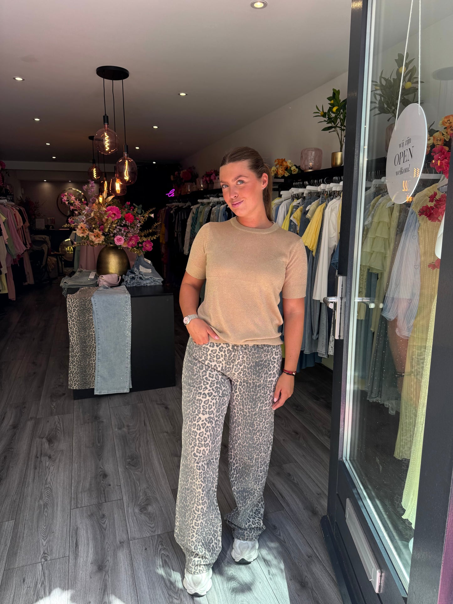 Leopard Wide Leg Jeans
