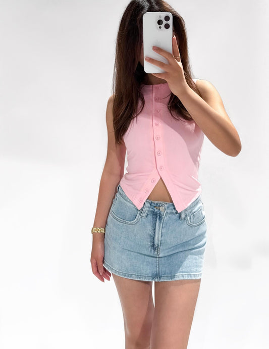 ByMila Button Top Roze