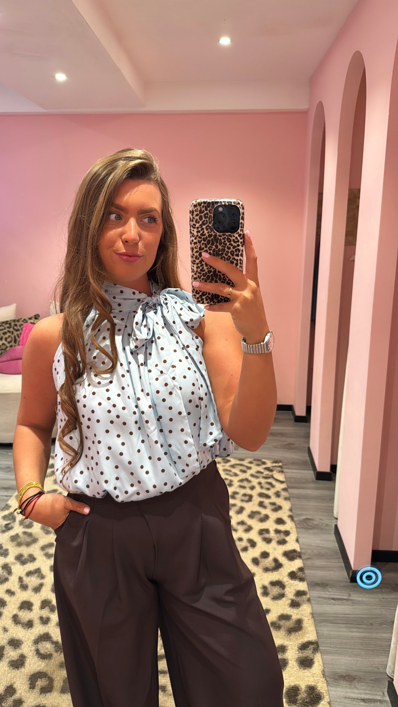 Dots Top Blauw/Bruin