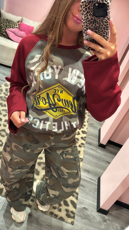 Camouflage Longsleeve New York Bordeaux