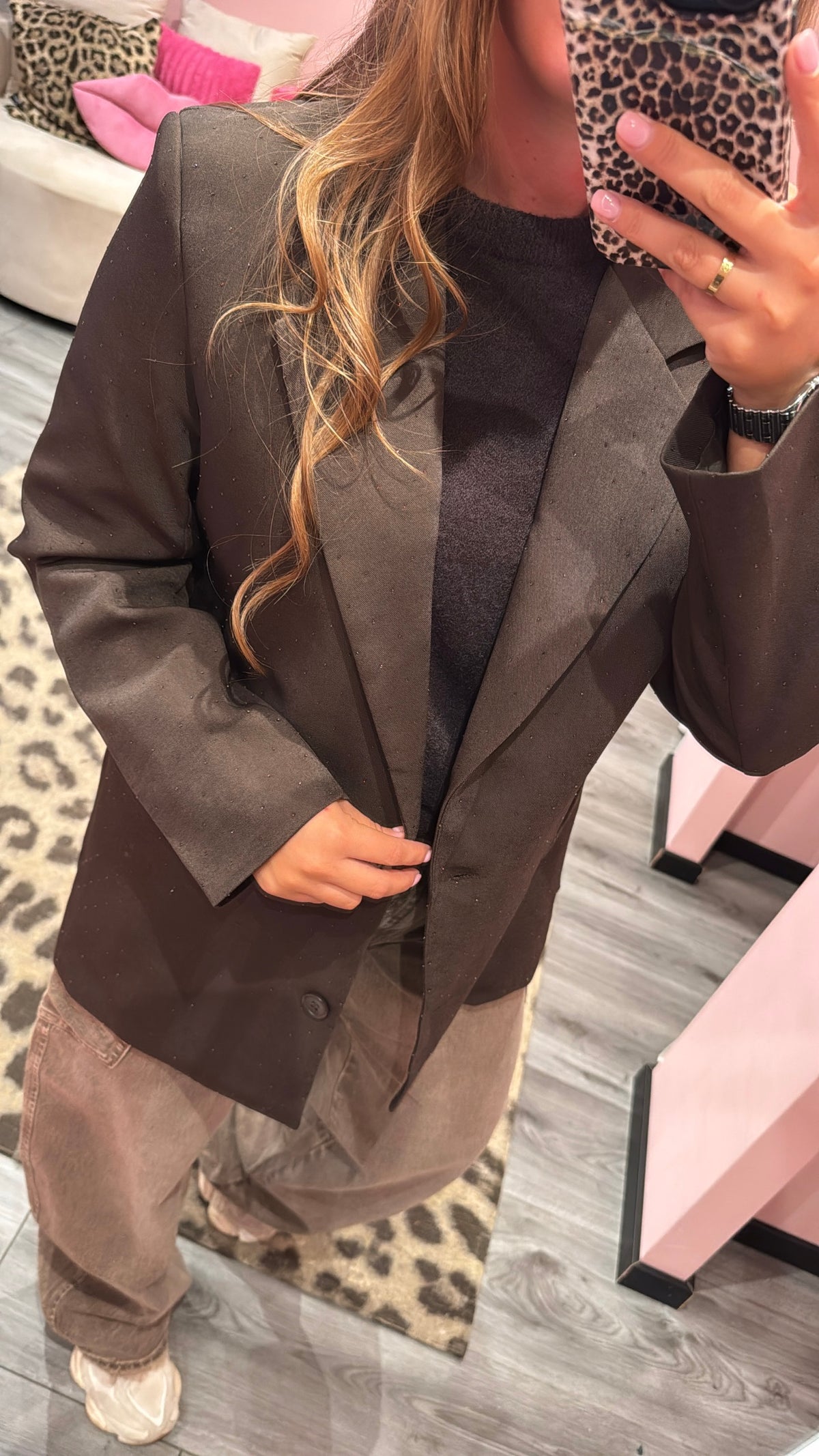 Luxe Blazer Strass Bruin
