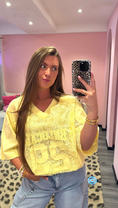 Baseball Lace Top Geel