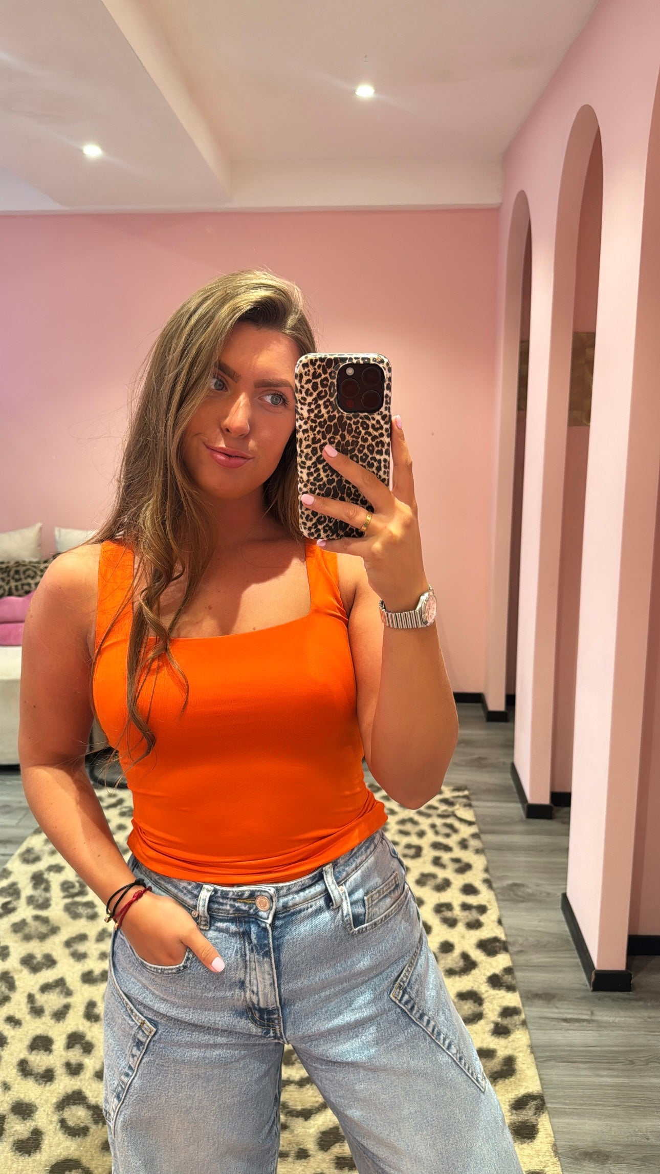 Stretchy Top Hemdje Oranje