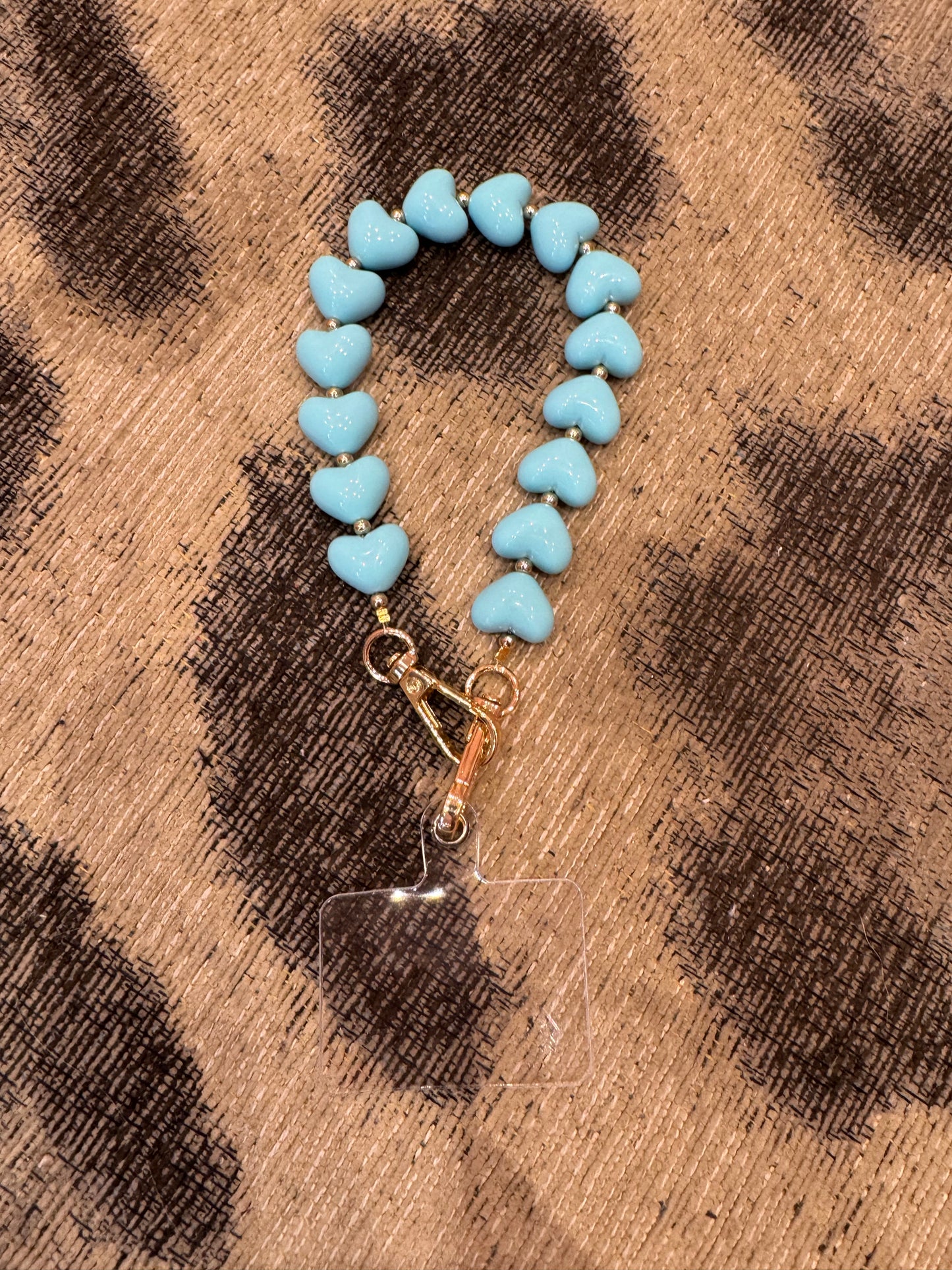 Telefoonkoord Hartjes Turquoise