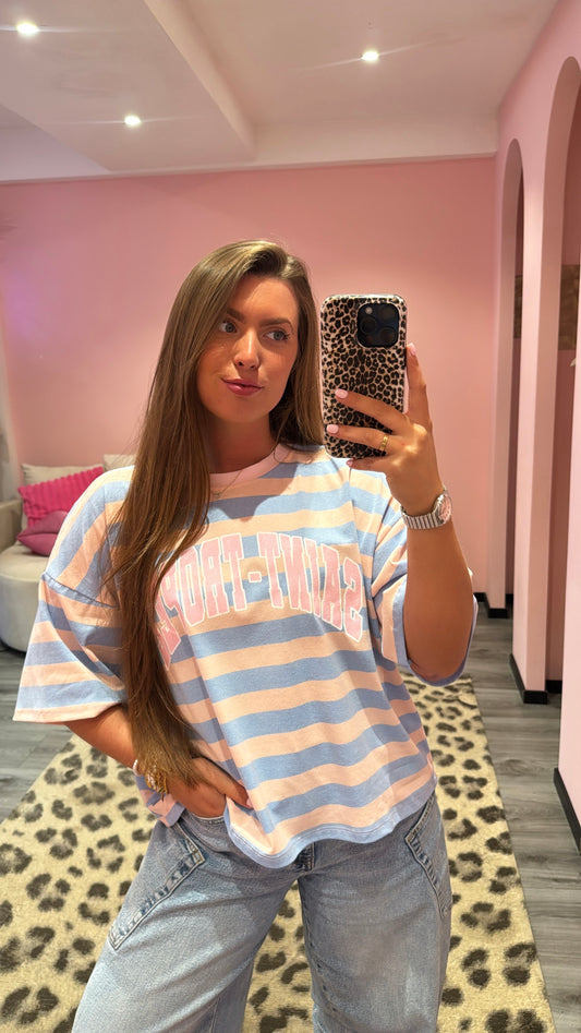 Saint Tropez Stripe T-Shirt Roze/Blauw