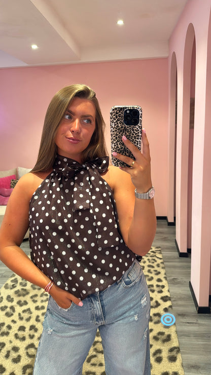 Dots Halter Top Bruin