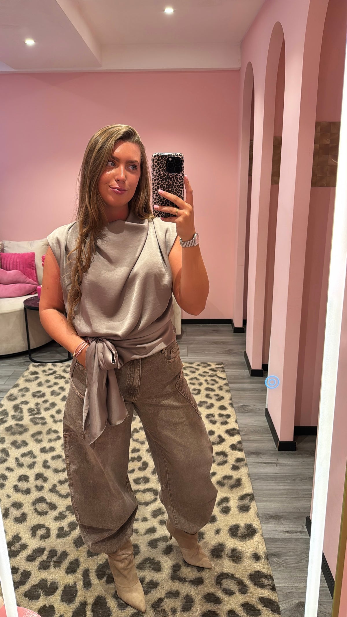 Amélie Satin Top Taupe