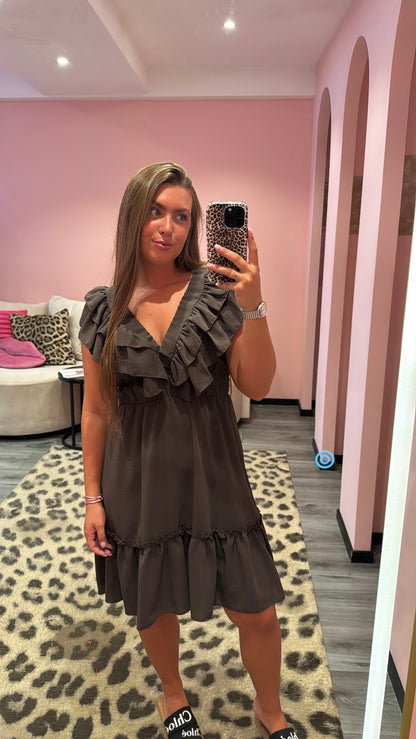 Ruffle Romance Jurkje Bruin