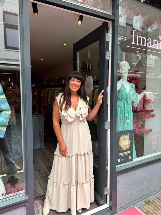 Ruffle Dress Beige