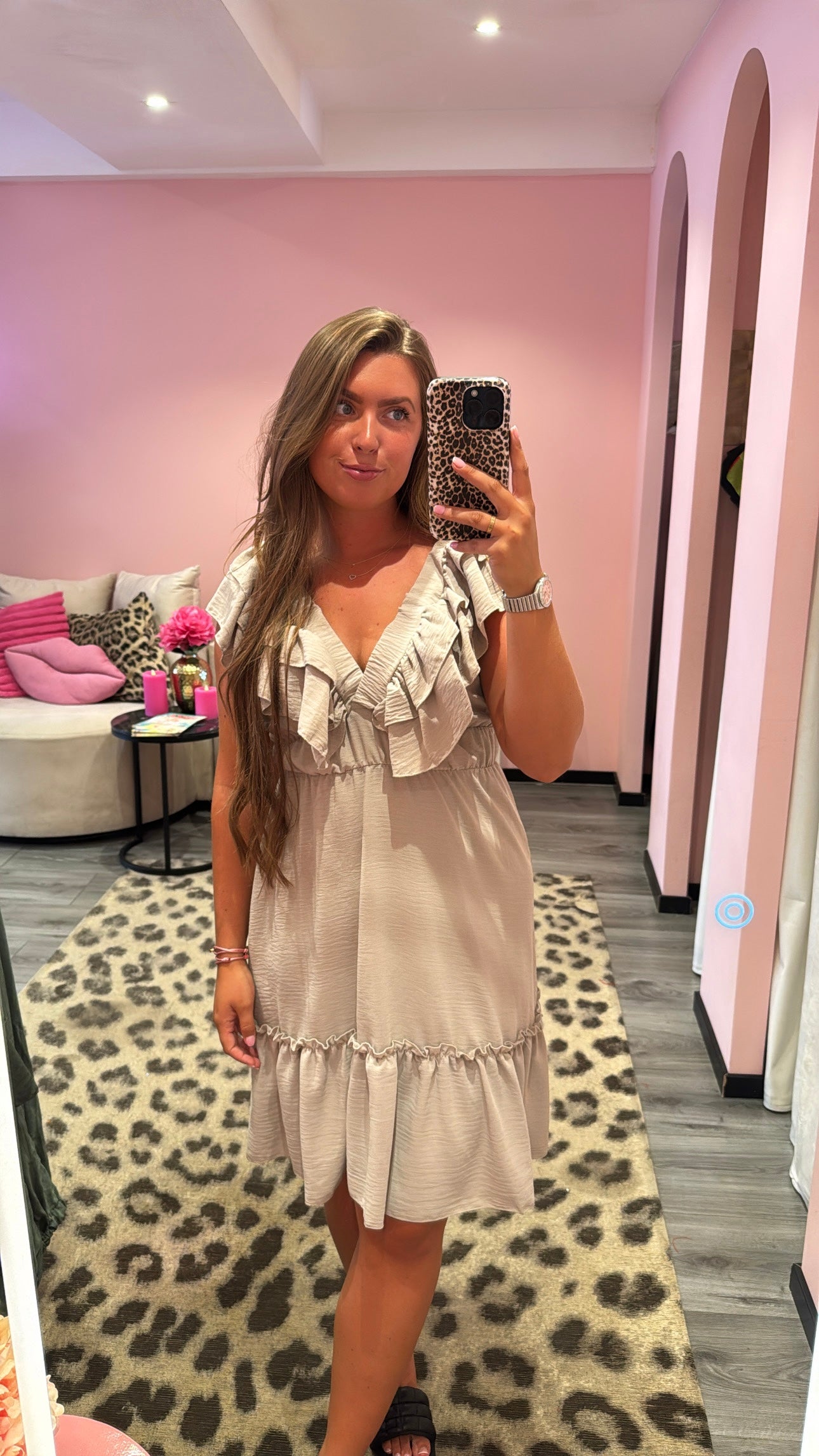 Ruffle Romance Jurkje Beige/Taupe