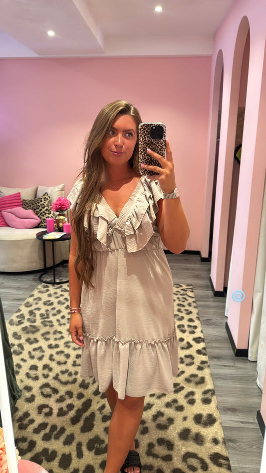 Ruffle Romance Jurkje Beige/Taupe