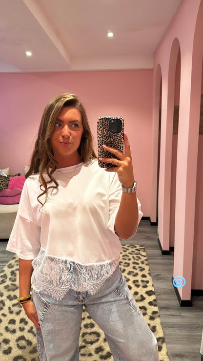 Lace T-Shirt Wit