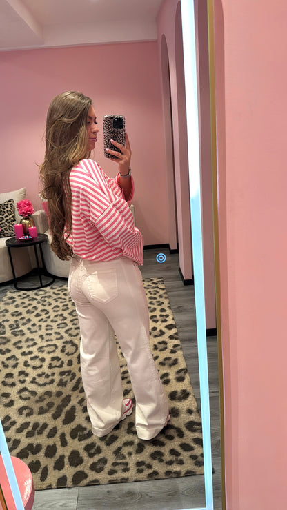 Wide Leg Jeans Beige 78335