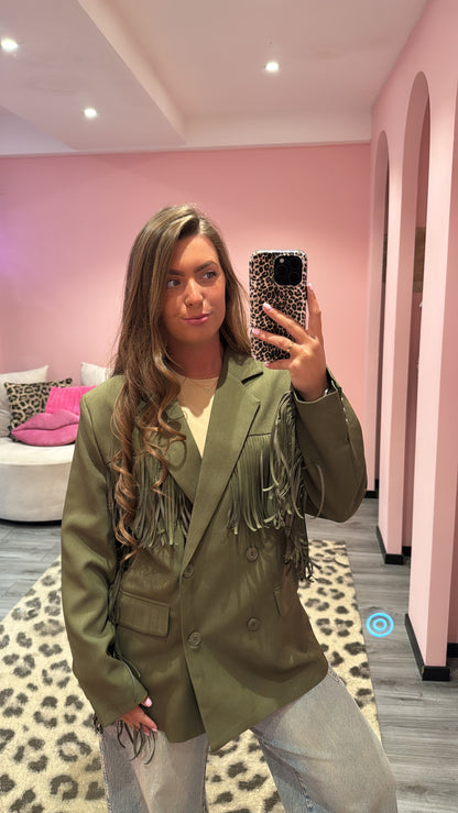 Ambika Blazer Army Fringe