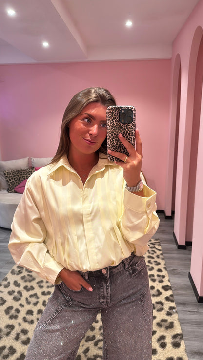 Ballon Stripe Blouse Licht Geel