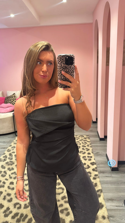 Glamour Strapless Top Zwart Strass