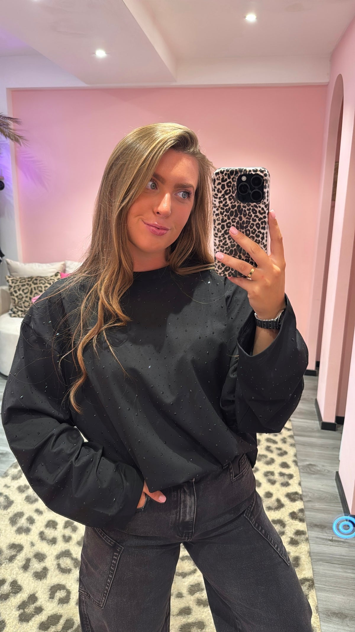 Strass Longsleeve Zwart 3414