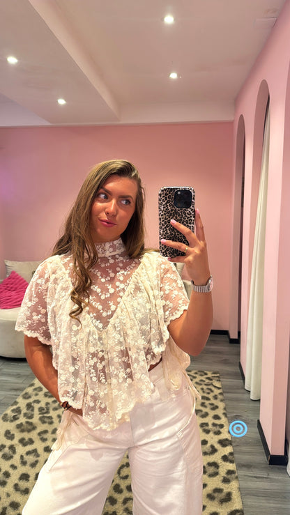 Boho Chic Lace Top Beige
